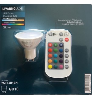 LivarnoLux Цветна LED лампа с дистанционно управление 250Lm GU10